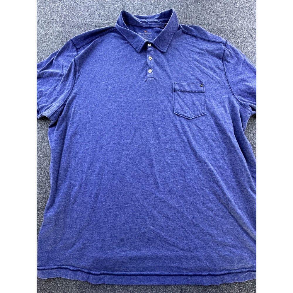 Tommy Bahama Shirt Mens XX-Large Blue Heathered Polo Island‎ Modern Fit Pullover